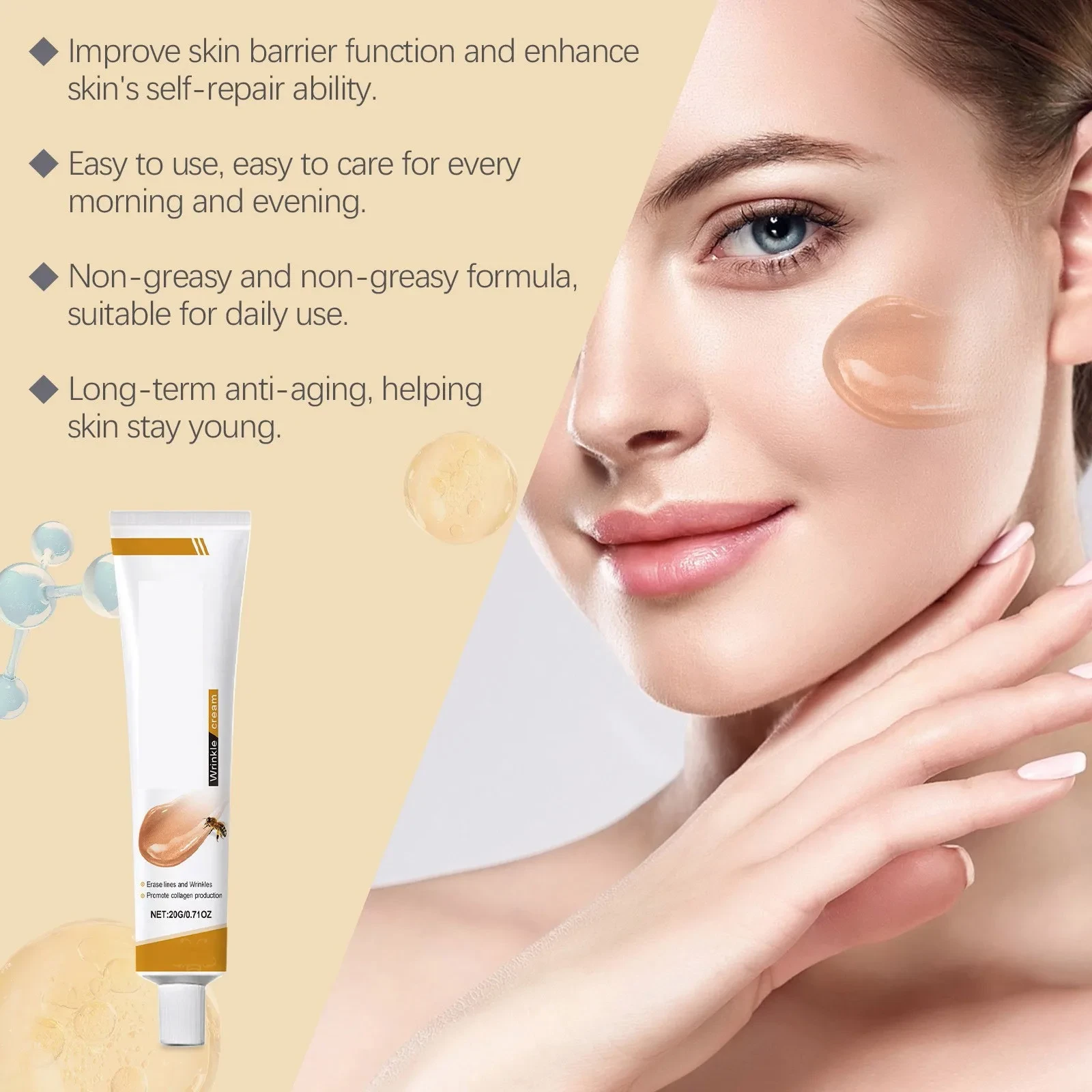 Bee Venom Anti-Wrinkle Face Cream - Hydrating & Brightening Skin Care