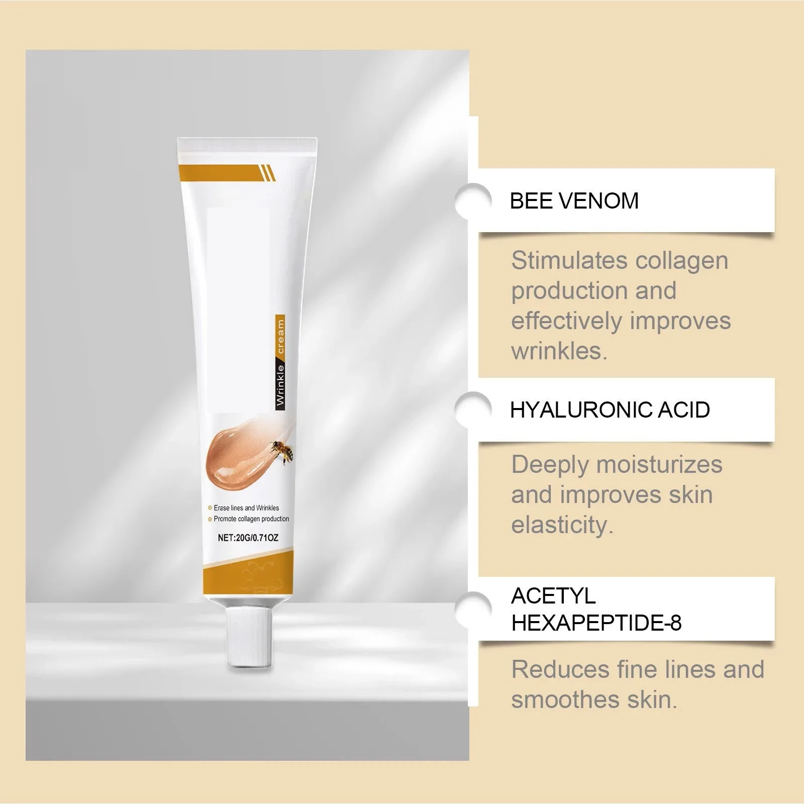 Bee Venom Anti-Wrinkle Face Cream - Hydrating & Brightening Skin Care