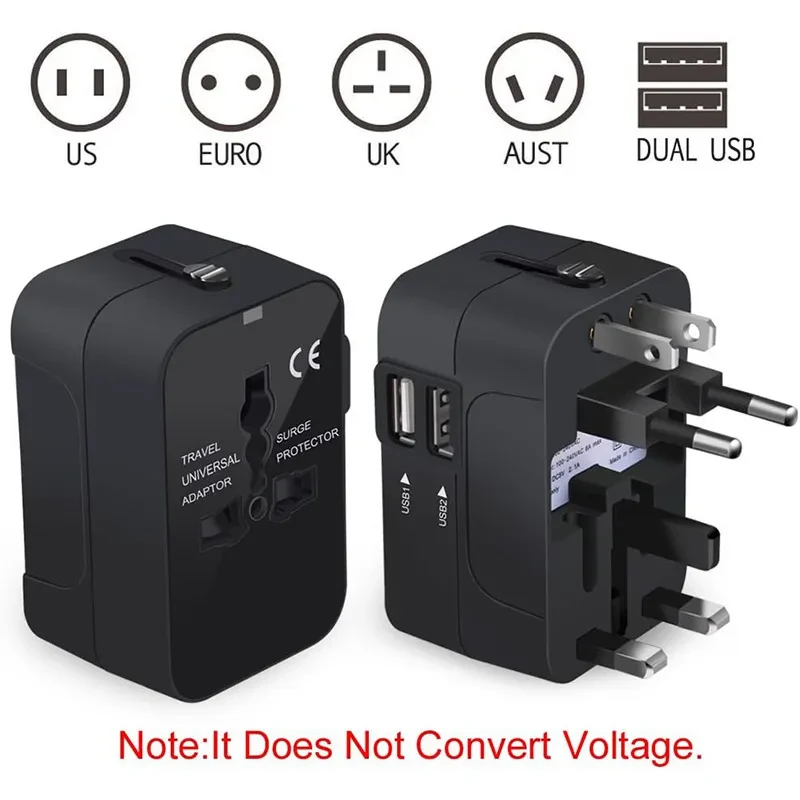 Travel Adapter, Worldwide All In One Universal Travel Adapter Wall Charger AC Power Plug Adapter