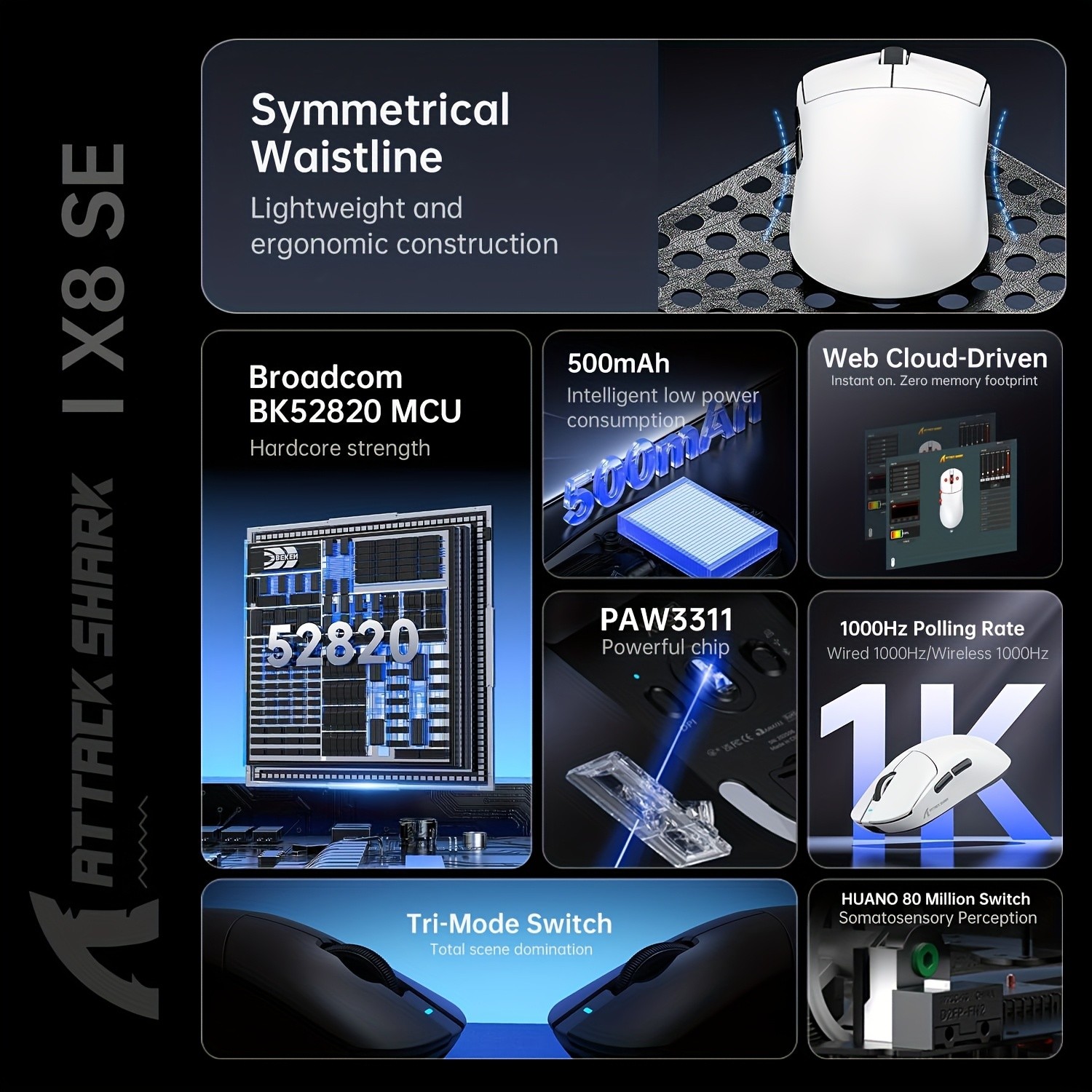 ATTACK SHARK X8 SE Superlight Wireless Gaming Mouse  Elite Speed and Control for NZ Gamers