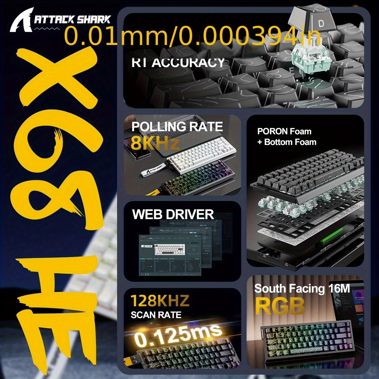 ATTACK SHARK X68 HE 8KHz Rapid Trigger Keyboard  Extreme Speed and Precision for NZ Gamers
