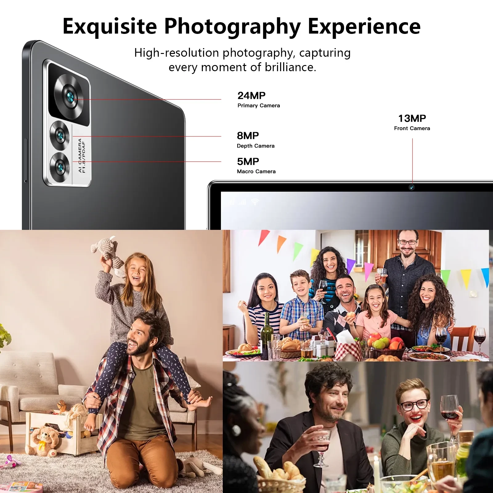 Tablet 10.1 Inch Android Tablets, Android 13 Tablet Quad Core 8GB RAM 256GB ROM, 24MP Camera, 8000mAh Long Battery Life