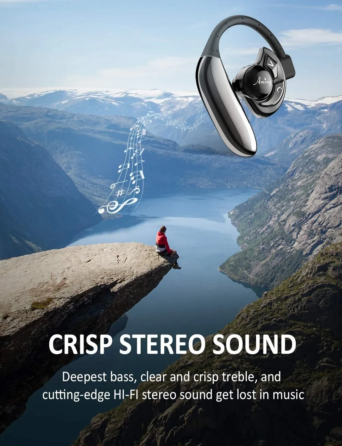 Emini Ufo Painless Bluetooth Headset Hanging Ear Type Single Ear Wireless Ultra Long Standby Driving Sports Mobile Phone Universal