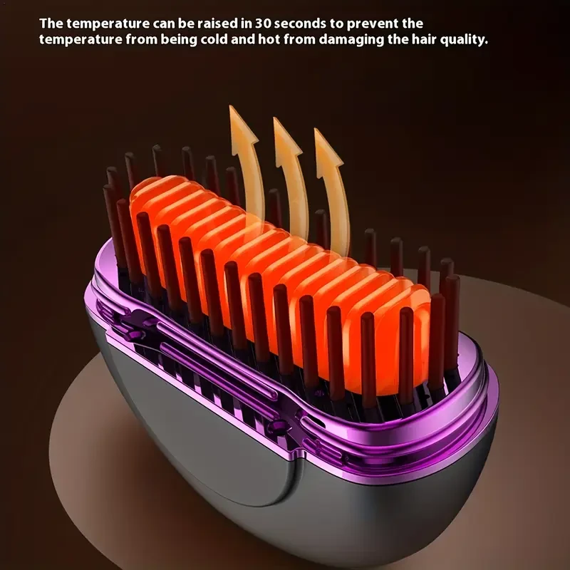 HOTU Portable Ionic Hair and Beard Straightener Brush  Smooth, Stylish, and Travel-Ready Grooming