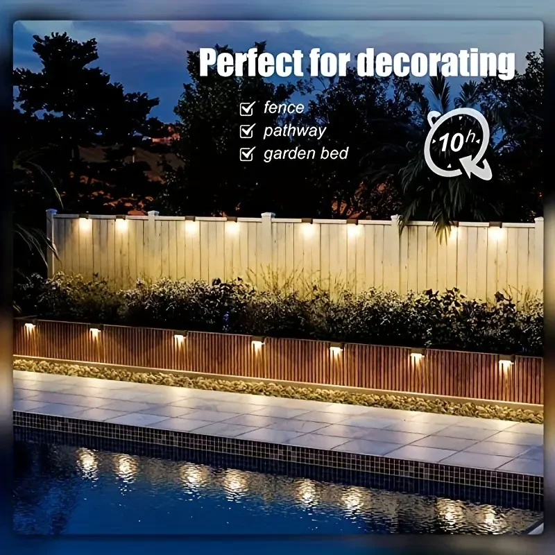 HOTU 7pcs Waterproof Solar Deck Lights  Beautiful Warm White LED Ambience for Every Outdoor Space