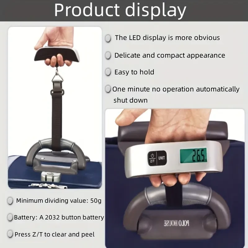 HOTU Portable Electronic Luggage Scale  Your Reliable Travel Companion for Accurate Luggage Weight