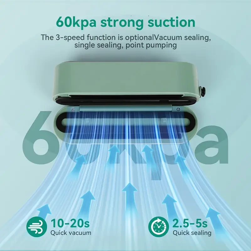 HOTU Portable Food Sealer 1200mAh Rechargeable Multi-Function Vacuum Sealing System