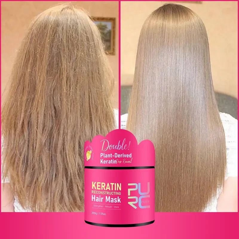 PURC Keratin Reconstructing Hair Mask  No-Rinse Treatment for Strength, Shine & Damage Repair