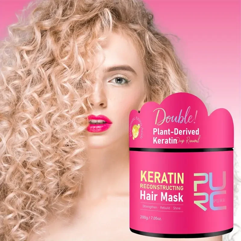 PURC Keratin Reconstructing Hair Mask  No-Rinse Treatment for Strength, Shine & Damage Repair
