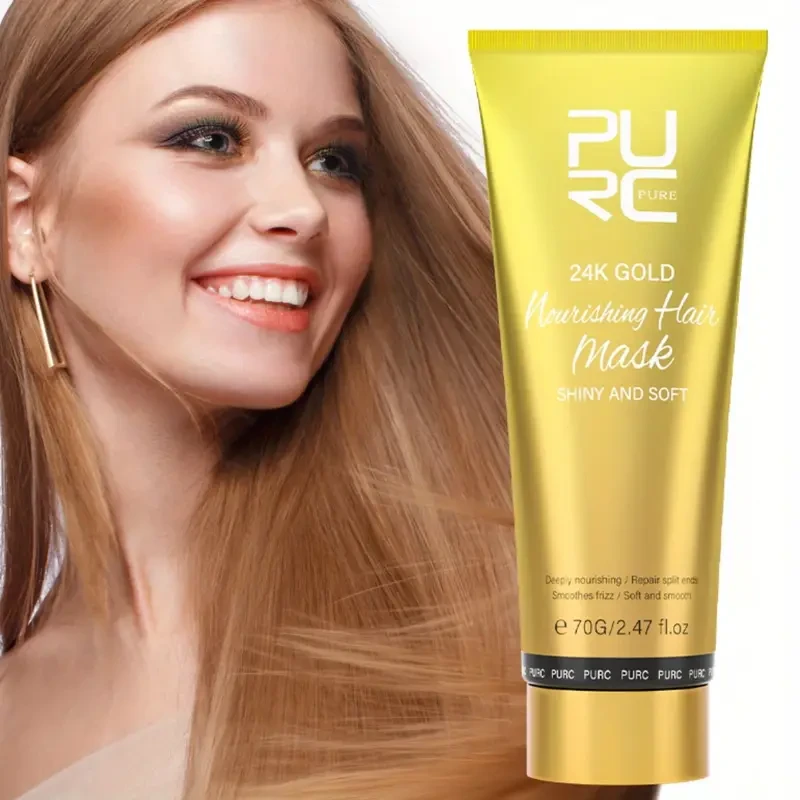 PURC 24K Golden Hair Mask  Luxurious Argan Oil Treatment for Smooth, Moisturised & Frizz-Free Hair