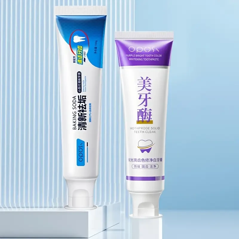 OPOSI Baking Soda & Peppermint Toothpaste  Probiotic 2-Pack Deep Cleaning & Whitening Formula