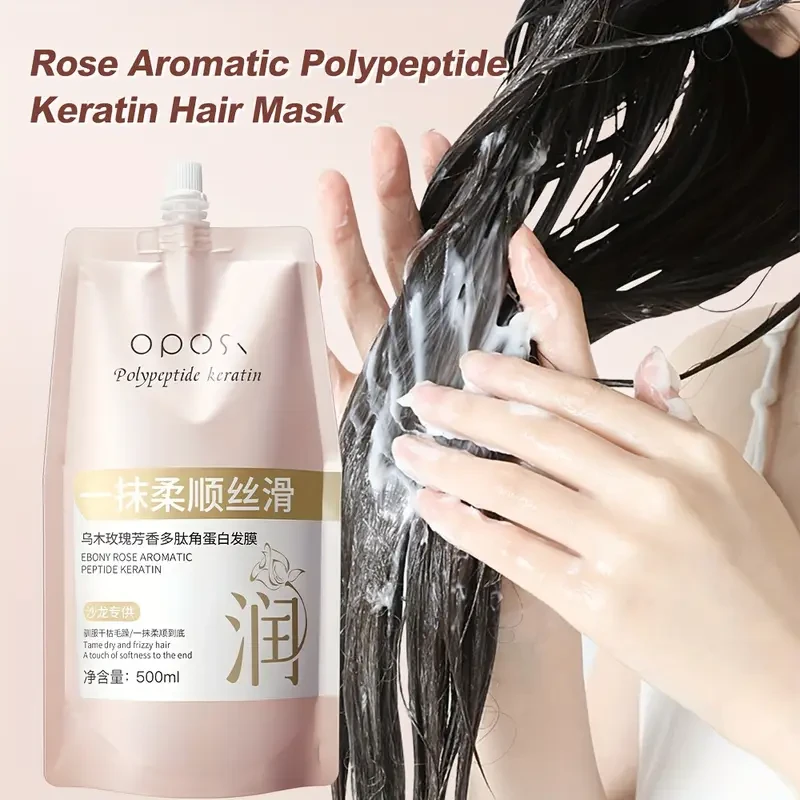 OPOSI Ebony Rose Aromatic Peptide Keratin Hair Mask  Professional Softening, Smoothing & Hydrating Treatment (500ml)