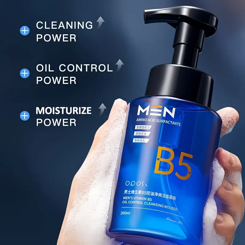 OPOSI Mens Oil-Control Refreshing Cleansing Mousse  Deep Clean, Moisturize & Prep Skin (200ml)