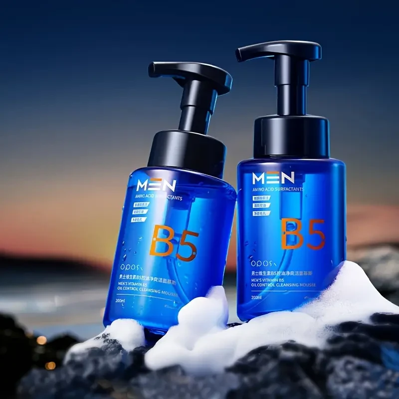 OPOSI Mens Oil-Control Refreshing Cleansing Mousse  Deep Clean, Moisturize & Prep Skin (200ml)