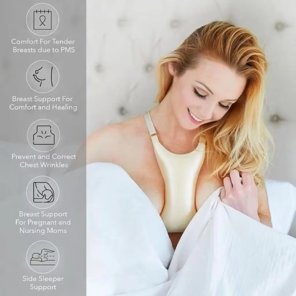 SilkRest Breast Support Pillow  Anti-Wrinkle Chest Pillow for Side Sleeping