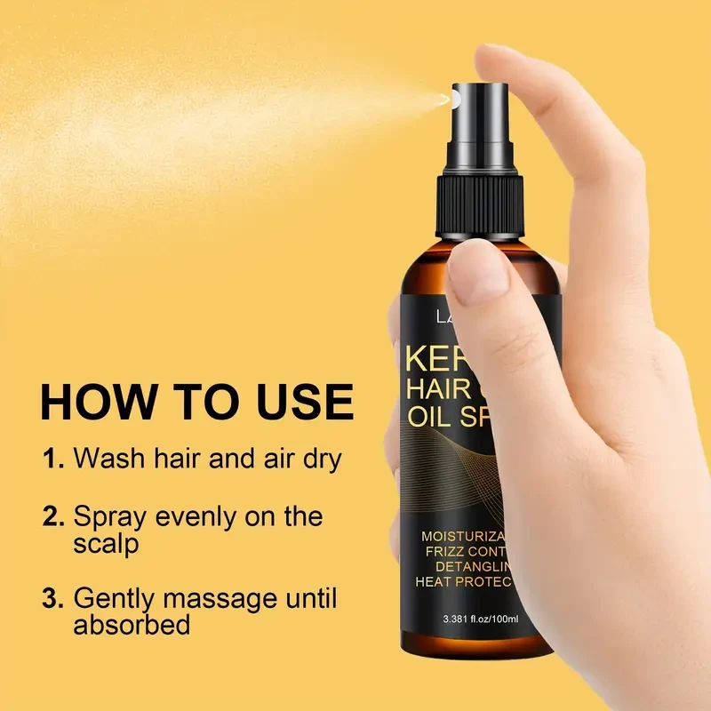 LANEMAY Keratin Hair Care Oil Spray  Deep Moisture, Shine & Frizz Control