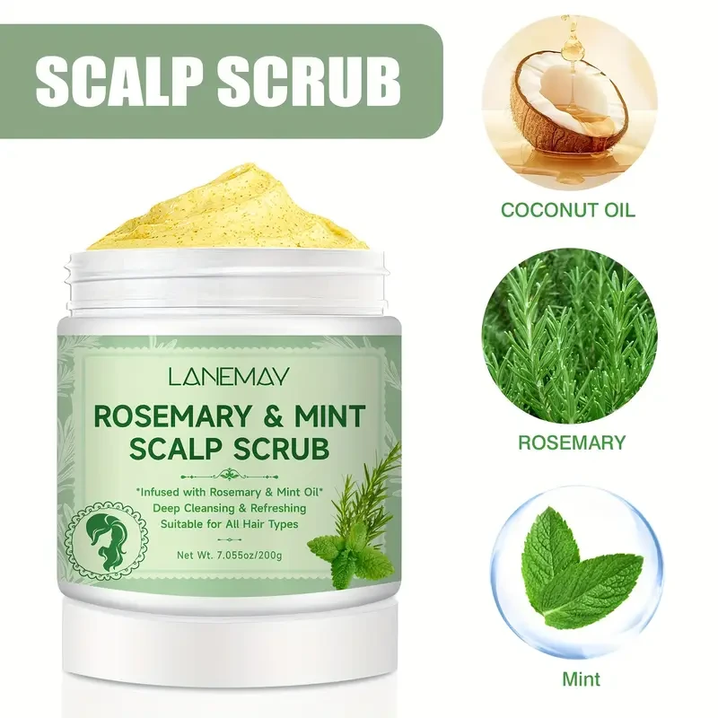 LANEMAY Rosemary & Mint Scalp Scrub  Deep Cleansing & Root-Strengthening Treatment