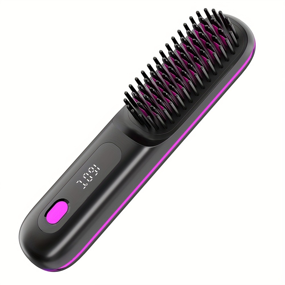 GENAI Cordless Hair Straightener Brush  Rapid Heating & Anti-Scald USB Rechargeable Hot Comb