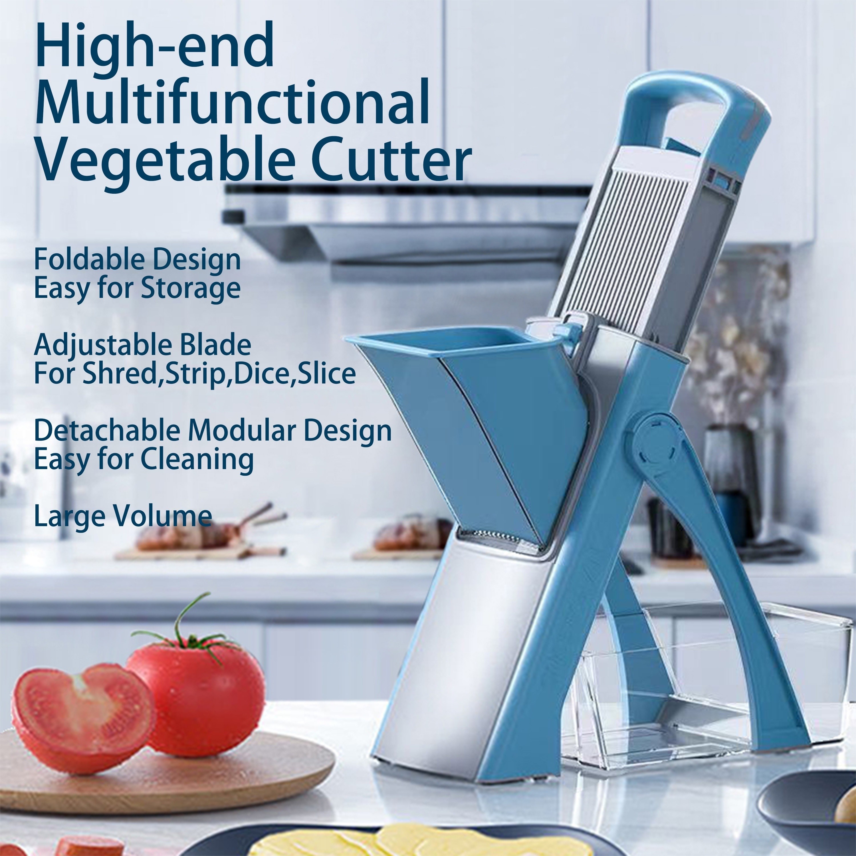 GENAI Multifunctional Vegetable Cutter  Adjustable Blade Slicer with Container for Shredding, Slicing, Dicing & Stripping