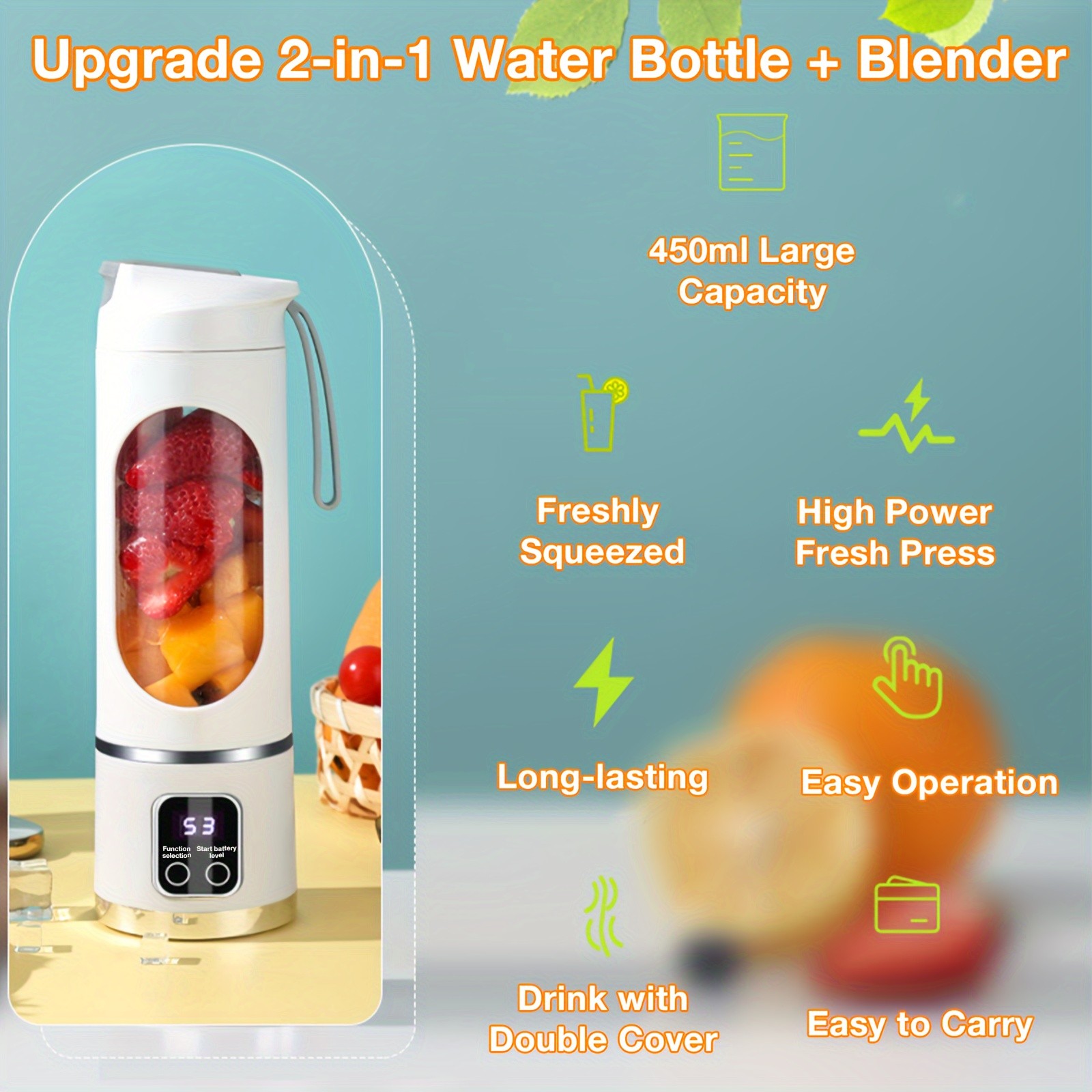GENAI HS-860 Portable Citrus Juicer  2-in-1 Convenience for Fresh Juice Anywhere