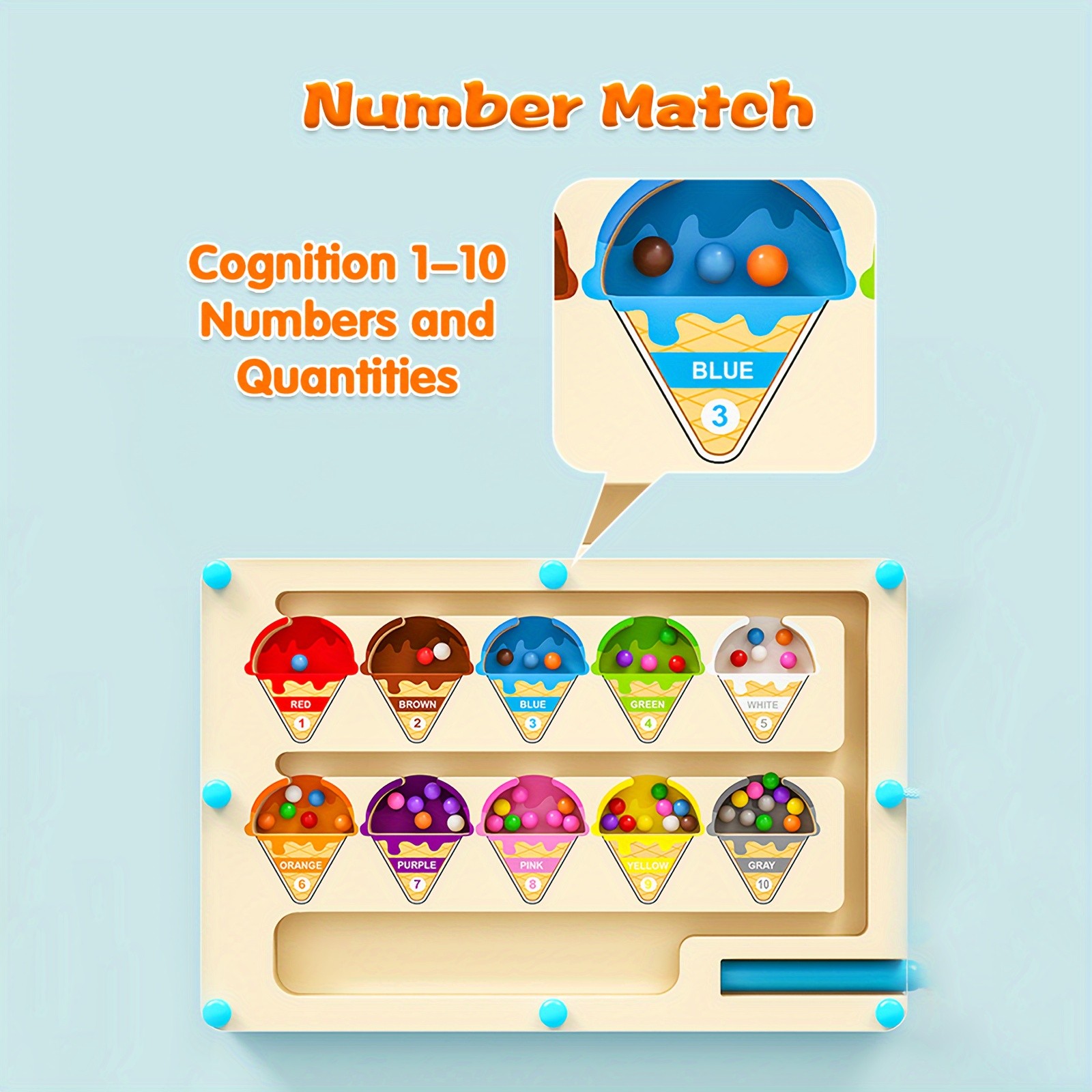 GENAI Wooden Magnetic Colour & Number Maze Puzzle Board  A Fun Learning Adventure for Curious Minds
