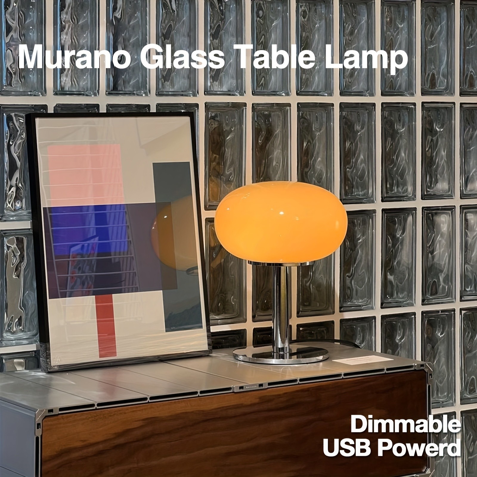 GENAI Murano Glass Table Lamp  Dimmable USB Ambient Lighting for Modern Kiwi Spaces