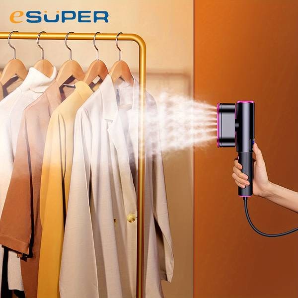 ESUPER 2-in-1 LED Rotating Garment Steamer  Modern Clothing Care Made Simple