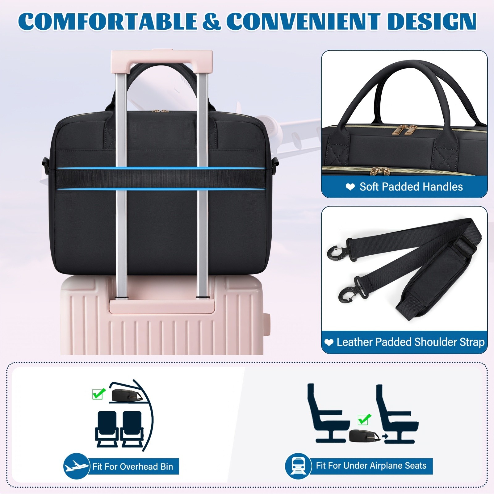 RAINSMORE Womens 43.94 cm Laptop Briefcase  Durable, Quilted & Professional for Work, Business & Travel