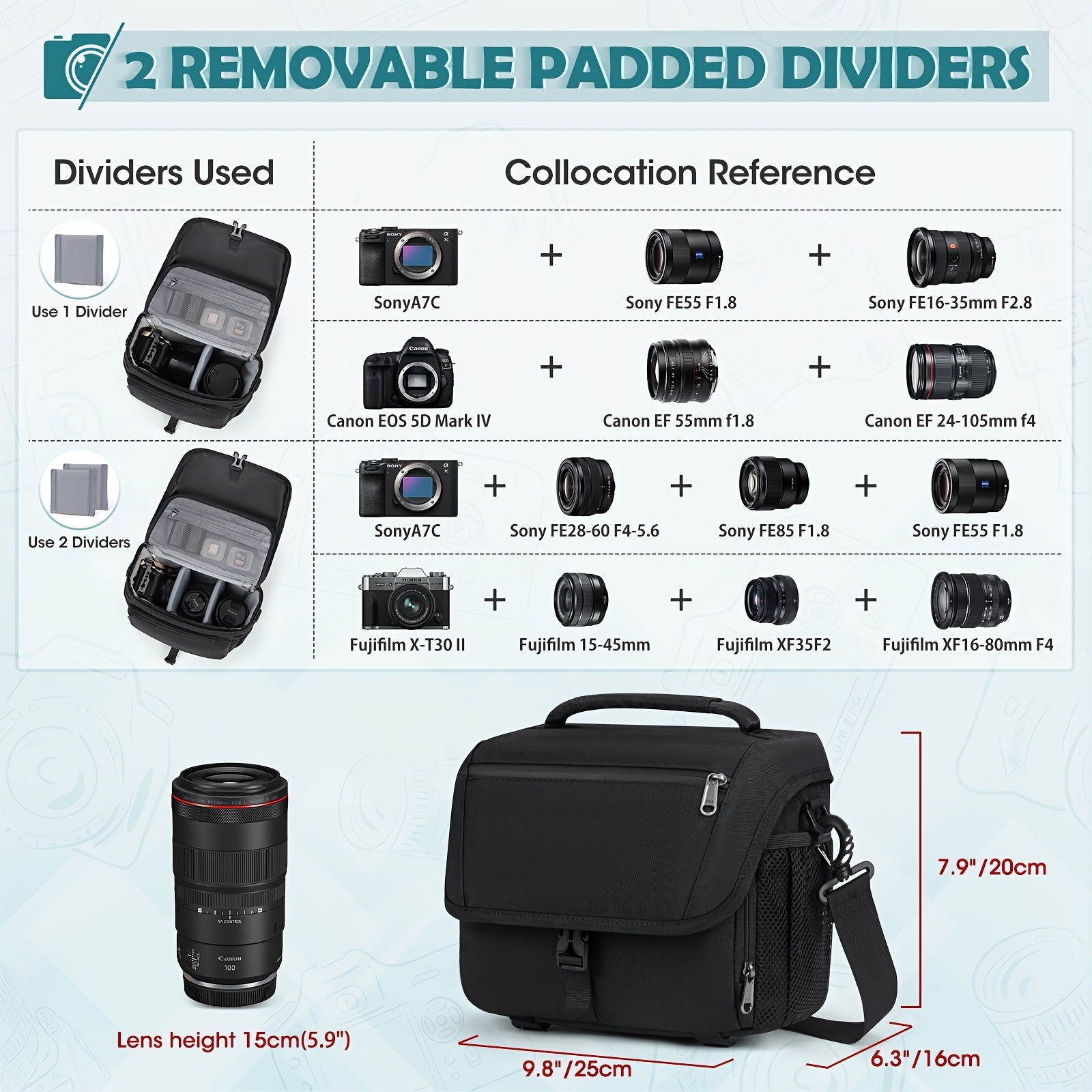 RAINSMORE Camera Bag  Compact, Protective & Travel-Ready for DSLR, Mirrorless & Action Cameras