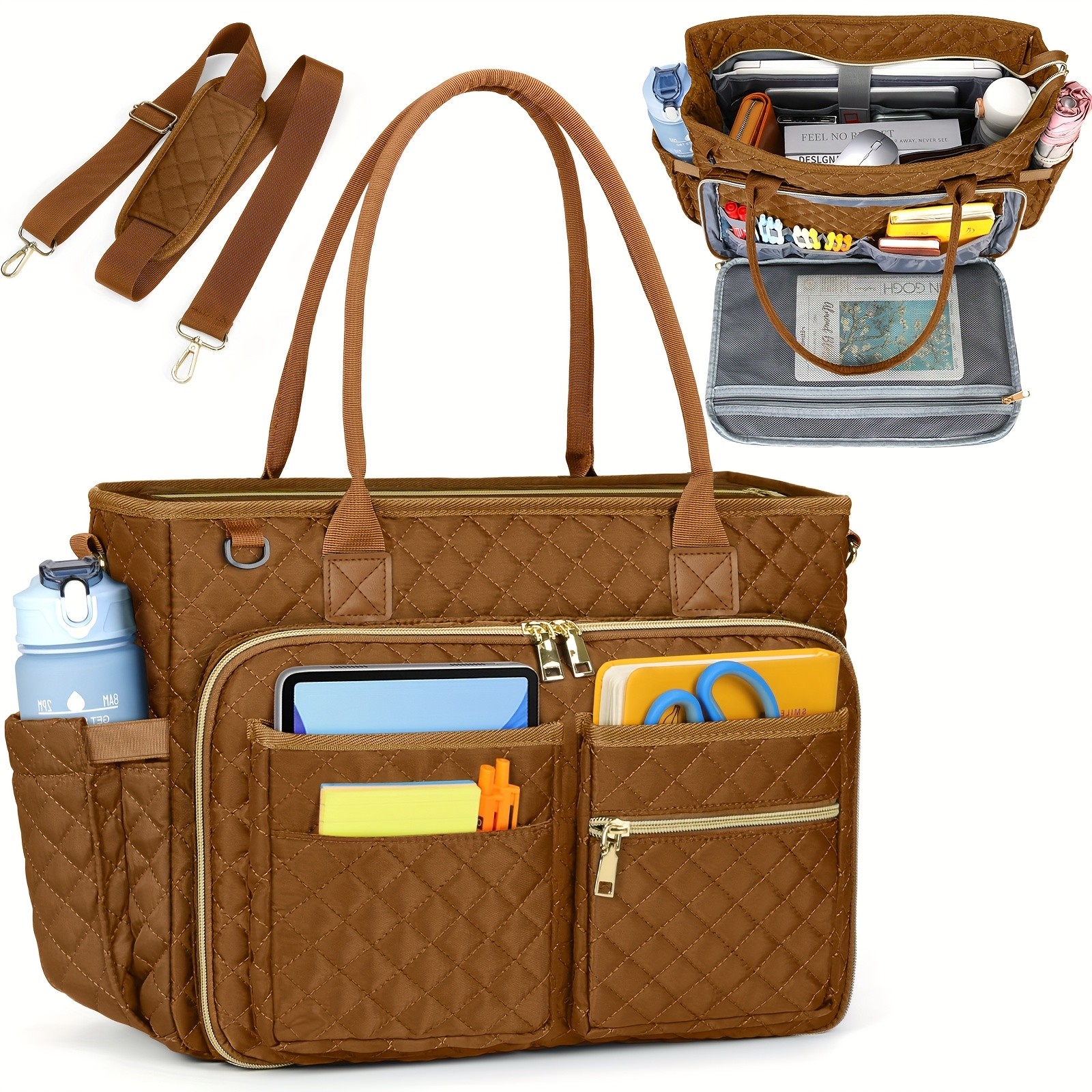 NUBILY Womens 15.6-Inch Teachers Laptop Bag  Professional Work Tote with Insulated Pocket & Crossbody Strap