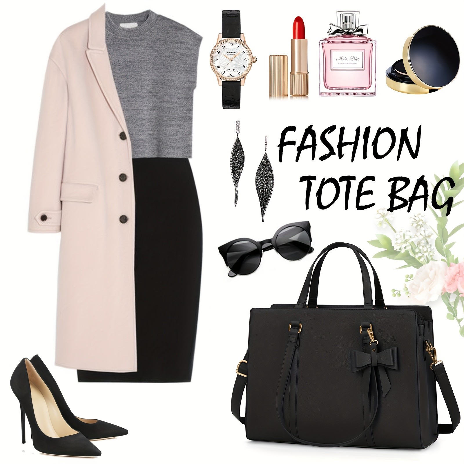 NUBILY Womens 39.62 cm Laptop Tote Bag  Elegant PU Leather Work Bag for Modern Professionals