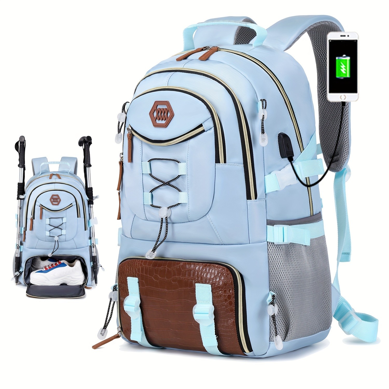 ENOSHI 40L Large Capacity Backpack  Heavy-Duty Travel & Hiking Pack with 43.94 cm Laptop Sleeve & Shoe Compartment