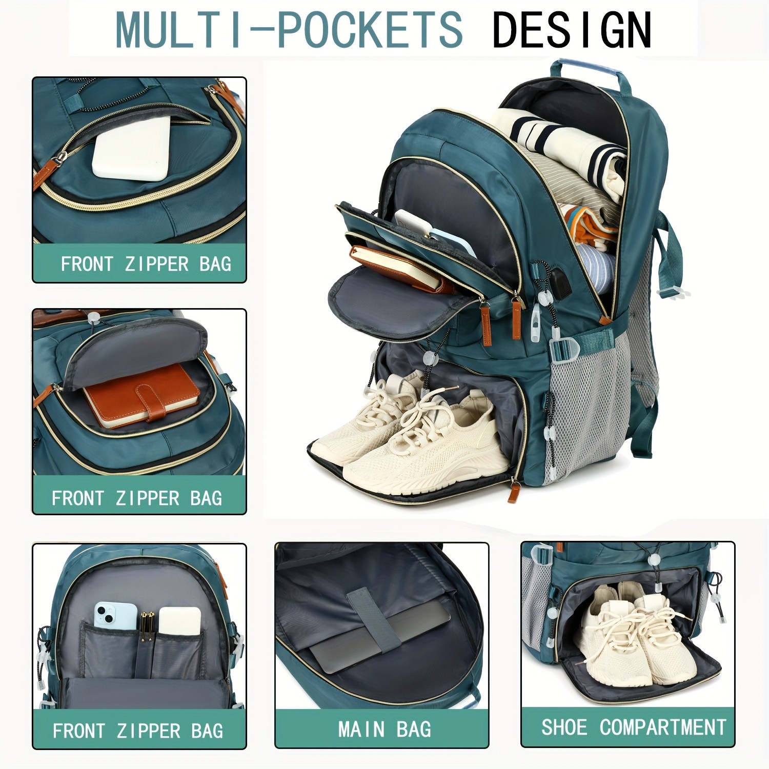 ENOSHI 40L Large Capacity Backpack  Heavy-Duty Travel & Hiking Pack with 43.94 cm Laptop Sleeve & Shoe Compartment