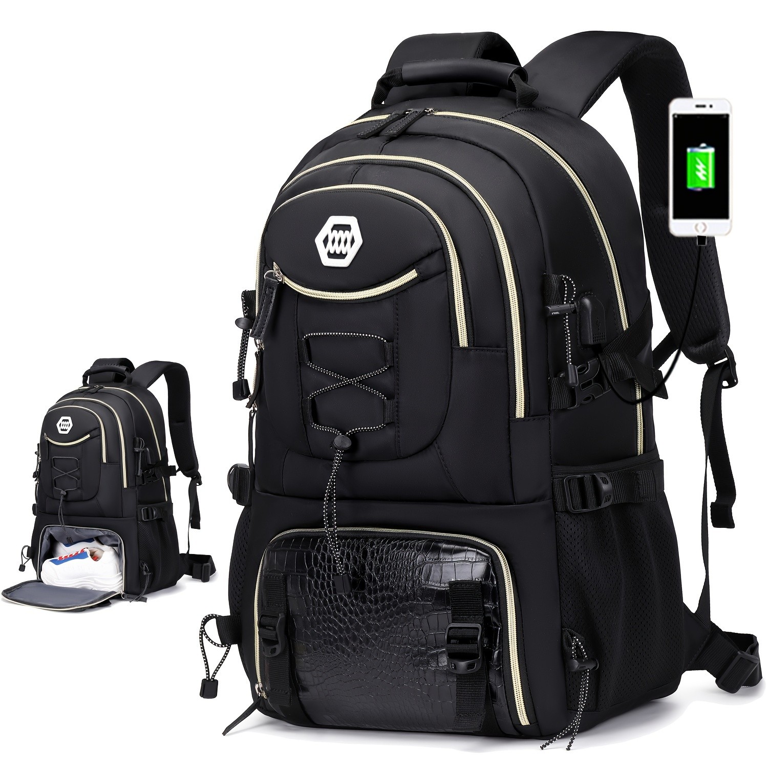 ENOSHI 40L Large Capacity Backpack  Heavy-Duty Travel & Hiking Pack with 43.94 cm Laptop Sleeve & Shoe Compartment