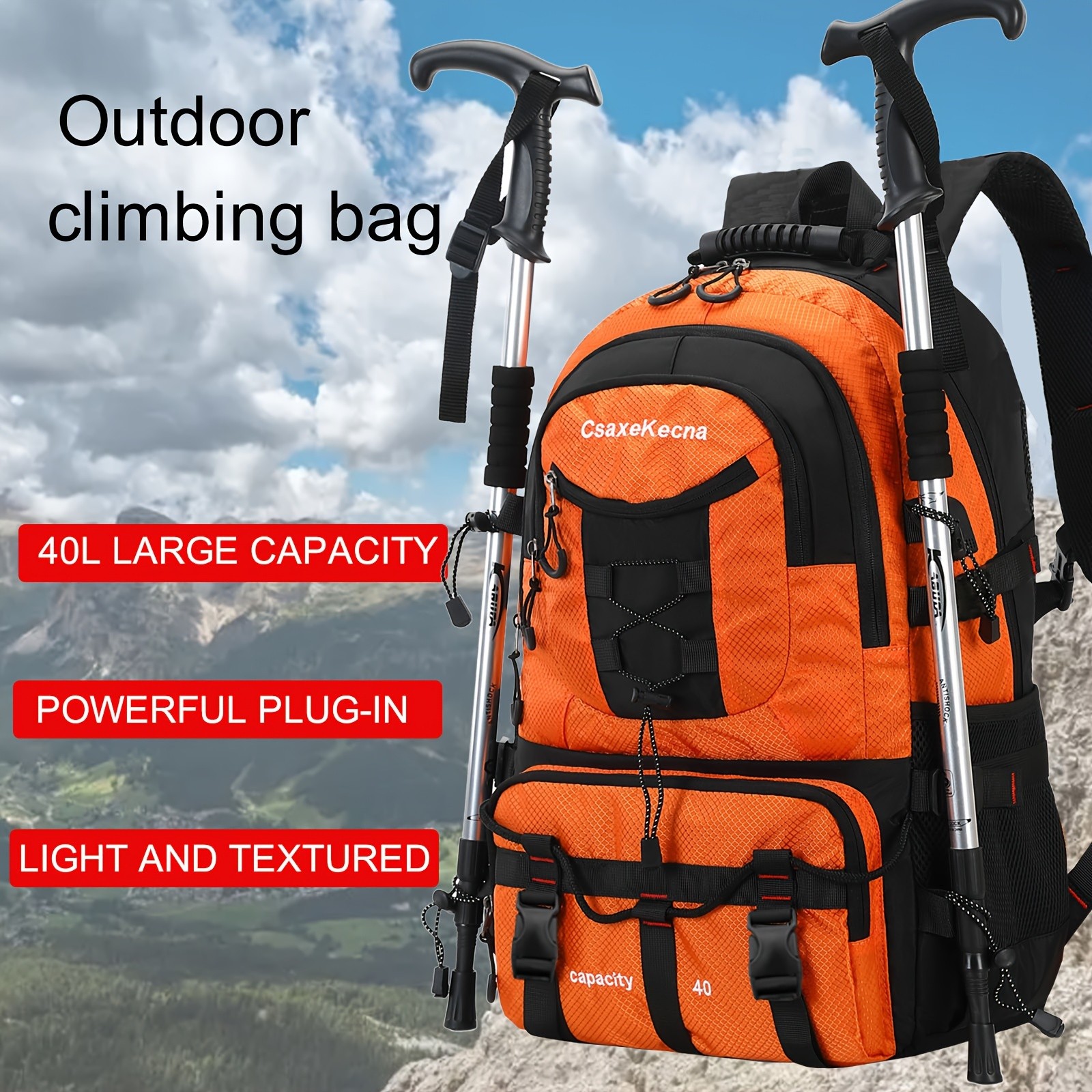 ENOSHI 40L Hiking Backpack  Large-Capacity Outdoor Pack for Camping, Climbing & Adventure (Unisex)