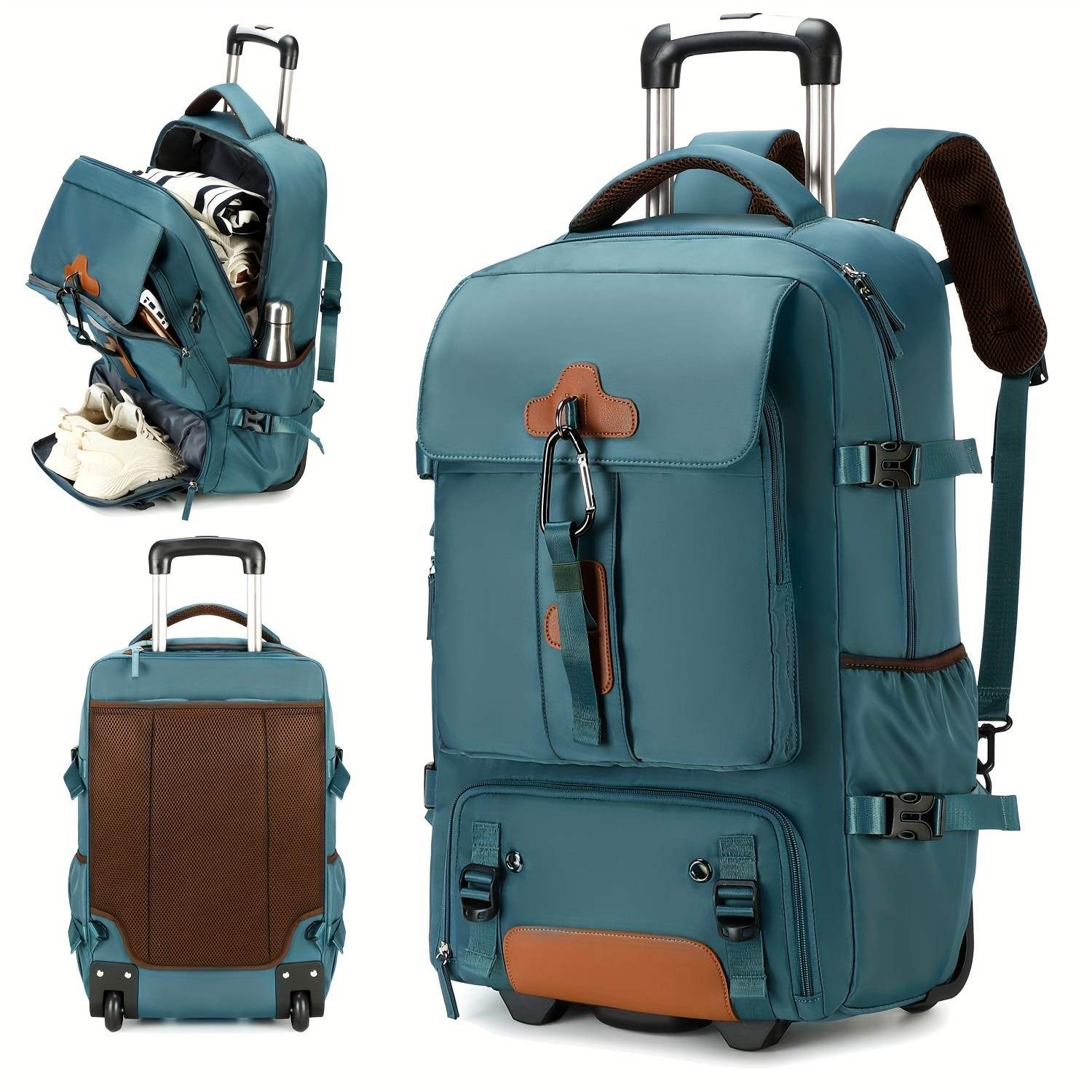 ENOSHI Travel Rolling Backpack  Heavy-Duty Wheeled Laptop Bag for Business, School & Travel (Fits 17-inch Laptop)