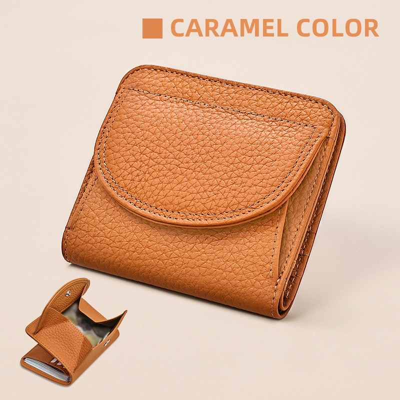 BANYANU Womens Genuine Leather Mini Wallet Set  Vintage 6-Card Holder + Coin Purse with Snap Closure