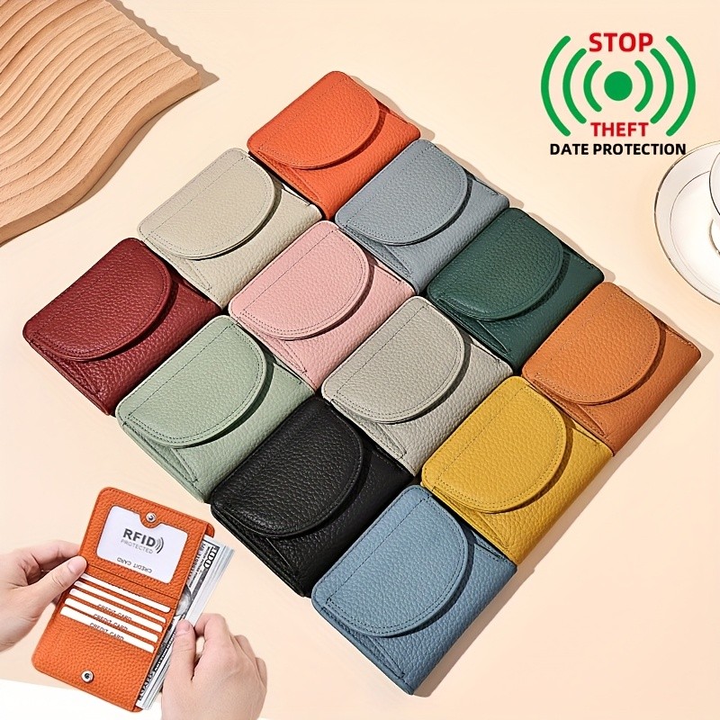 BANYANU Womens Genuine Leather Mini Wallet Set  Vintage 6-Card Holder + Coin Purse with Snap Closure