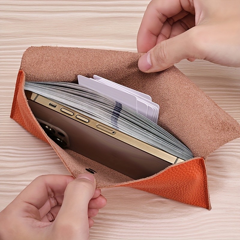 BANYANU Womens Luxury Genuine Leather Wallet  Large-Capacity Envelope Purse with Rivet Details