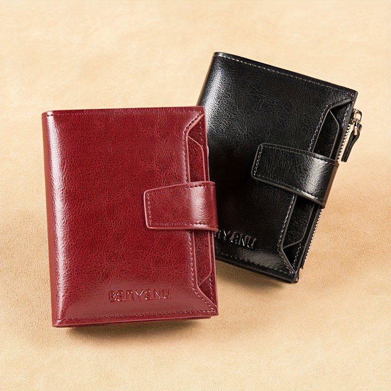 BANYANU Vintage Womens Compact Wallet  Slim RFID-Blocking Foldable Organizer with Multiple Card Slots