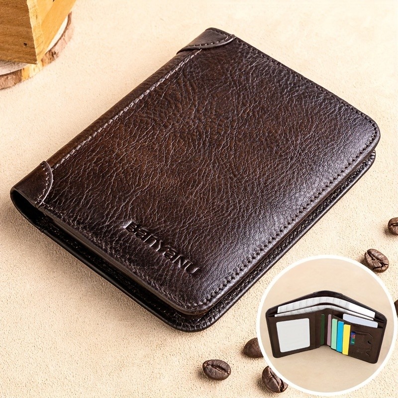 BANYANU Vintage Leather Bifold Wallet Slim Head-Layer Leather Wallet with Large Capacity & Timeless Style