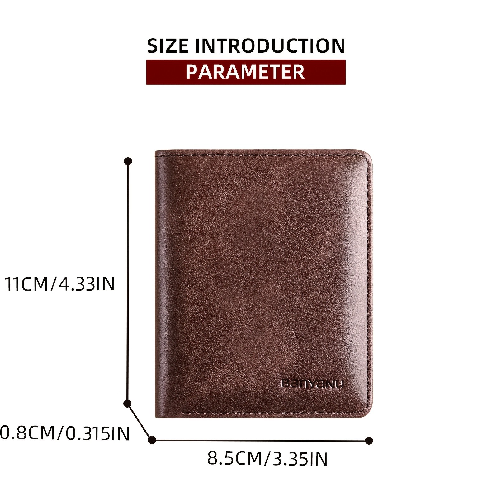 BANYANU Vintage Genuine Leather Mens Wallet  Slim Top-Layer Cowhide with Multi-Card Holder & Secure Snap Closure