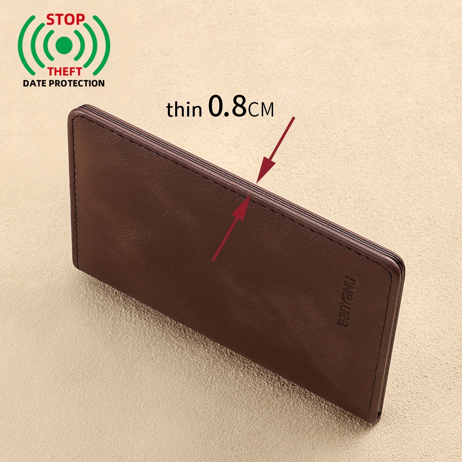 BANYANU Vintage Genuine Leather Mens Wallet  Slim Top-Layer Cowhide with Multi-Card Holder & Secure Snap Closure