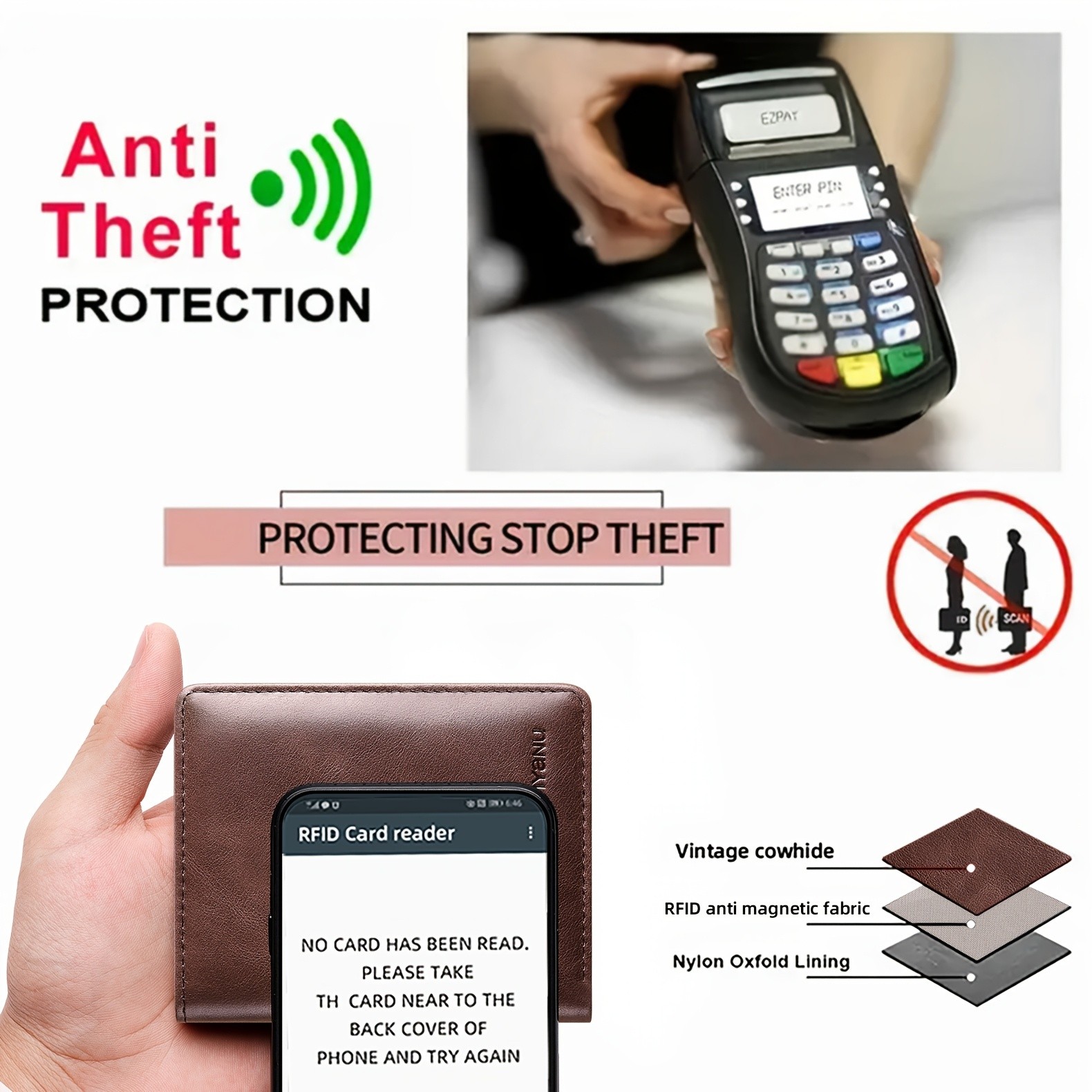 BANYANU Vintage Genuine Leather Mens Wallet  Slim Top-Layer Cowhide with Multi-Card Holder & Secure Snap Closure