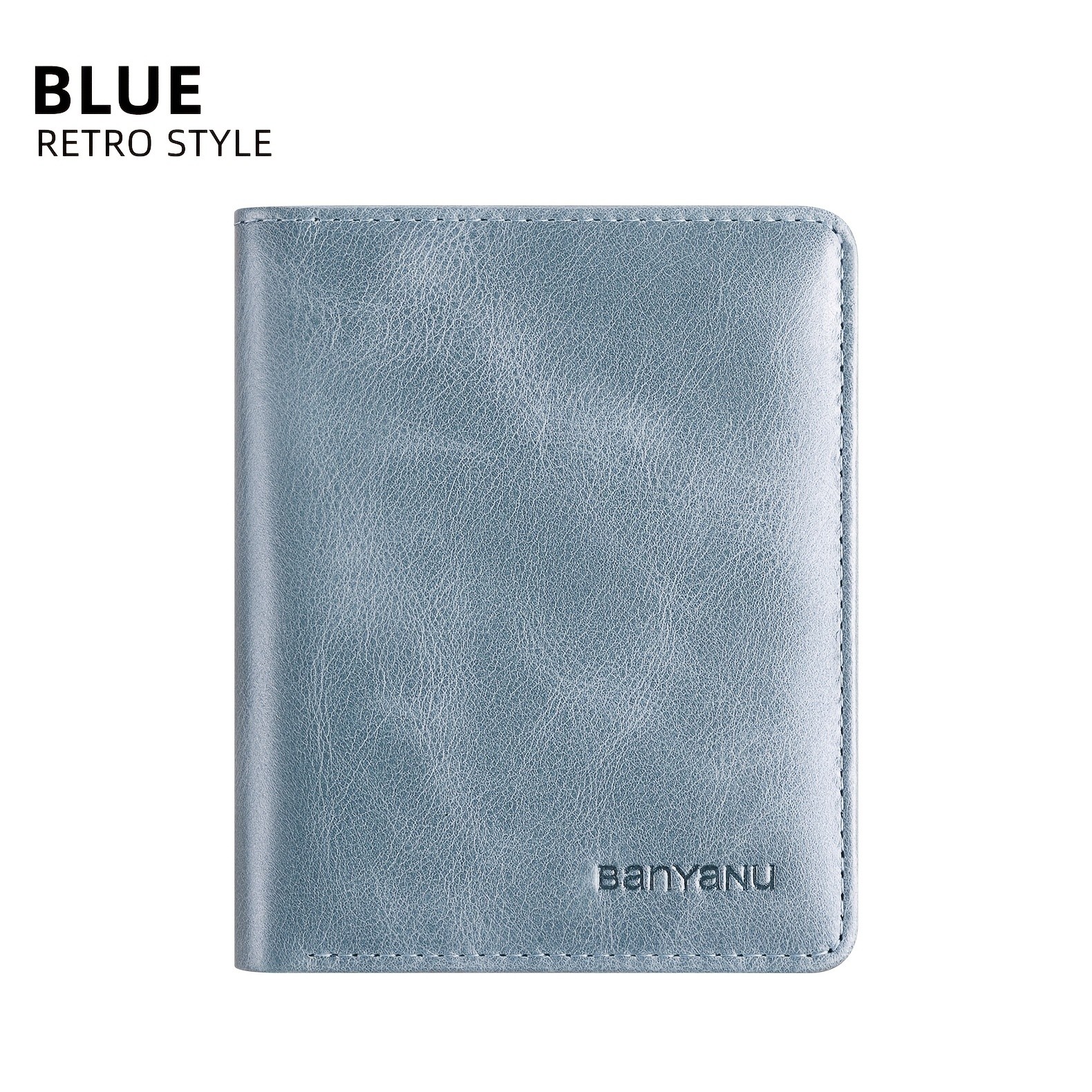 BANYANU Vintage Genuine Leather Mens Wallet  Slim Top-Layer Cowhide with Multi-Card Holder & Secure Snap Closure