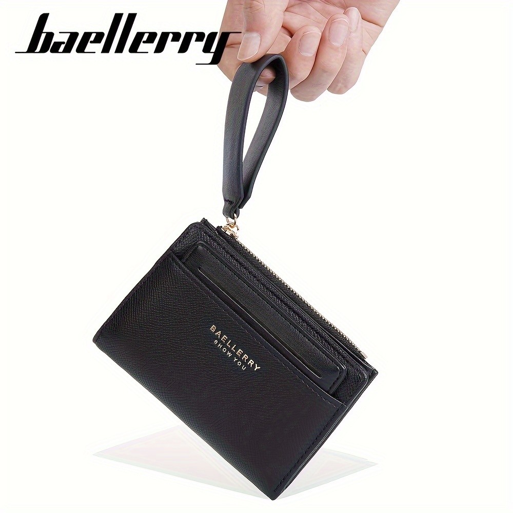 BAELLERRY Womens Simple Small Wallet  Solid-Color Short Bi-Fold Wallet with Credit Card Slots & Zipper Coin Purse
