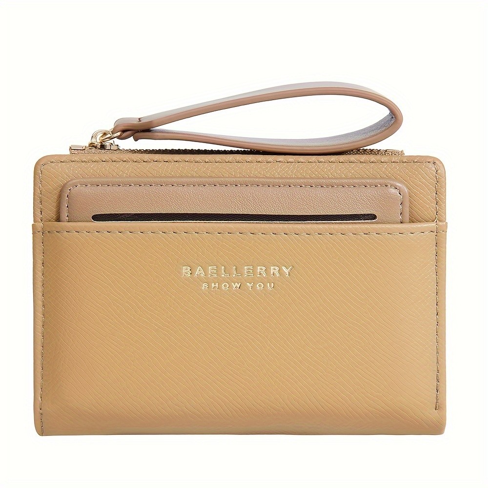 BAELLERRY Womens Simple Small Wallet  Solid-Color Short Bi-Fold Wallet with Credit Card Slots & Zipper Coin Purse