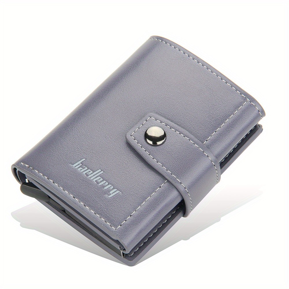 BAELLERRY 14-Card RFID Blocking Wallet  Slim Anti-Theft PU Leather Card Holder with Metal Buckle
