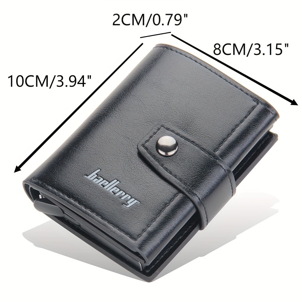 BAELLERRY 14-Card RFID Blocking Wallet  Slim Anti-Theft PU Leather Card Holder with Metal Buckle