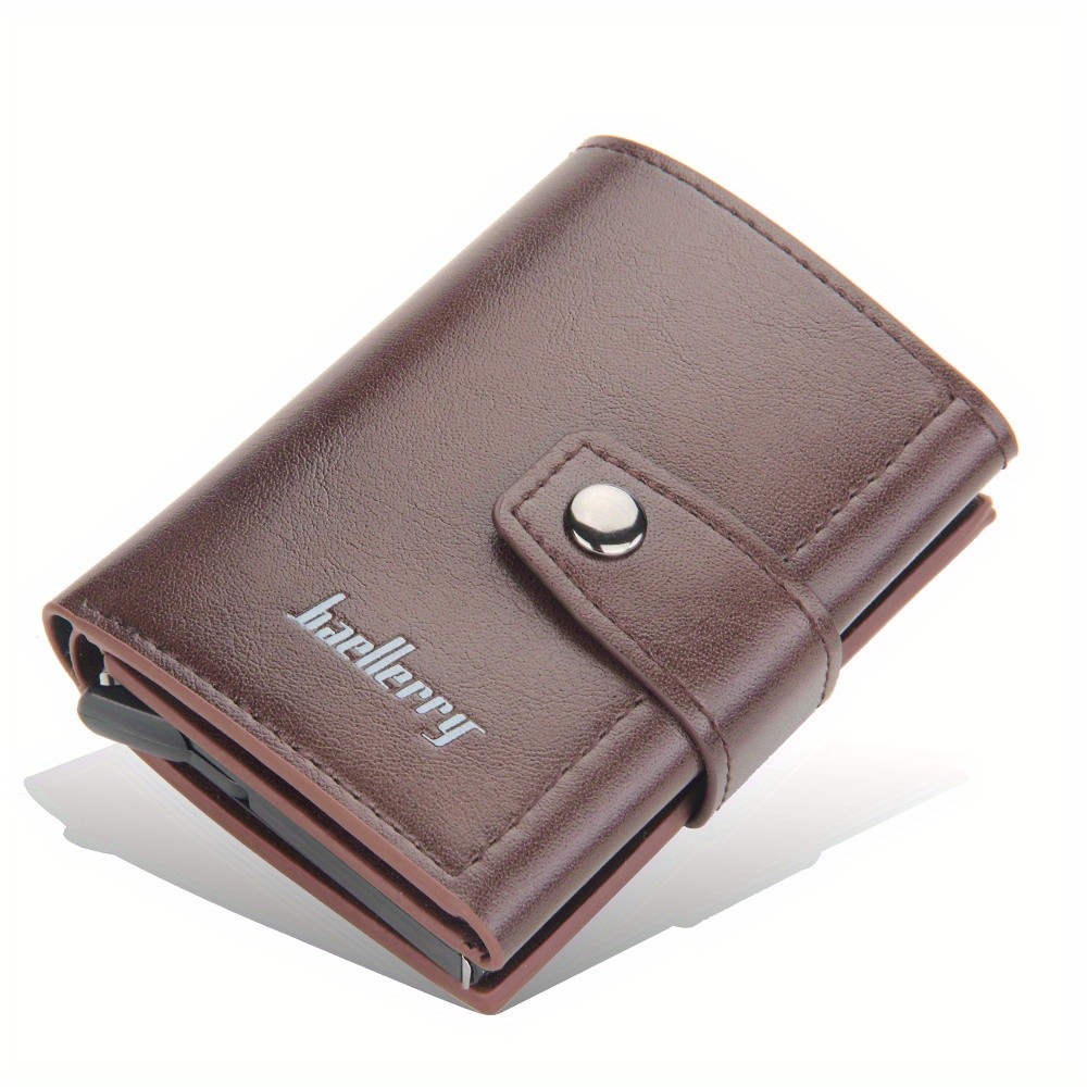 BAELLERRY 14-Card RFID Blocking Wallet  Slim Anti-Theft PU Leather Card Holder with Metal Buckle